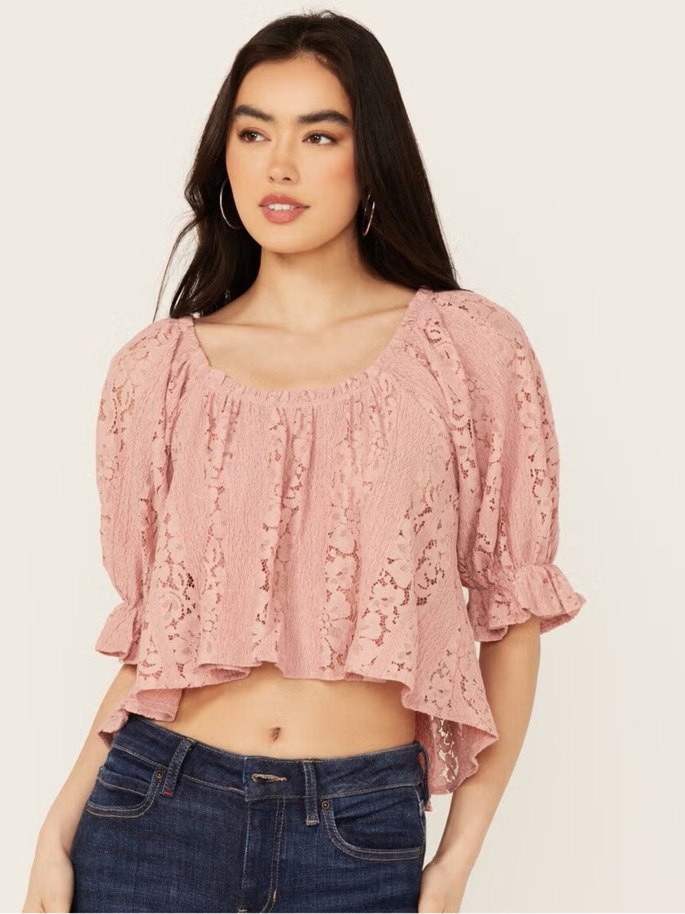 Free People NWT‎ Stacey Lace Rose Crop Top Small